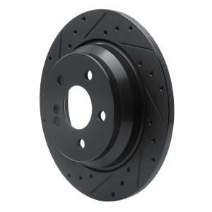 Mercedes-Benz S550 Brake Rotor (1) - Rear Left - R1 Concepts - Drilled & Slotted - Black - `07-`13